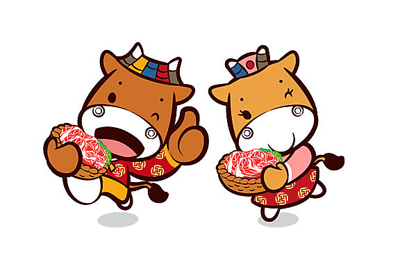 캐릭터 동물캐릭터 일러스트 홍보캐릭터 생고기 육류 들기 손짓 사람없음 바구니 요식업 소고기 최고 소 전통의상 한복 한우 소캐릭터 일러캐릭터 AI파일 동물 한국전통 전통 산업 식재료 포유류 모션 파일형식 벡터