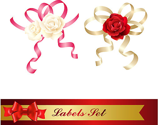 모양 식물 꽃 리본 백그라운드 일러스트 선물 이벤트 사람없음 장식 세트 장미 라벨 끈 심볼 오브젝트 국내일러스트 AI파일 프레임 파일형식 벡터