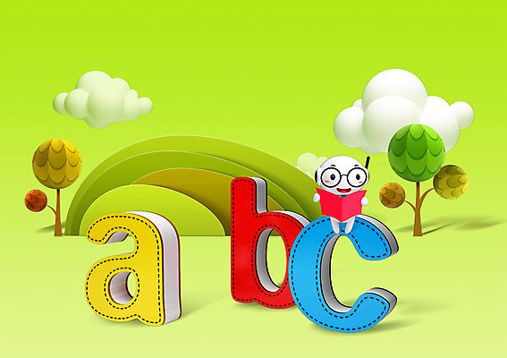 PSD 나무 식물 구름 캐릭터 알파벳 영어 교육 백그라운드 일러스트 홍보캐릭터 하늘 교육캐릭터 3D캐릭터 들기 사람없음 책 소문자 일러캐릭터 자연요소 문자 모션 파일형식