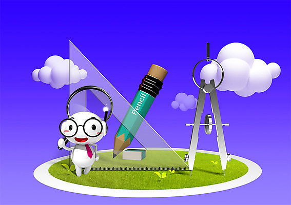 PSD 식물 구름 캐릭터 교육 백그라운드 일러스트 홍보캐릭터 하늘 돋보기 학용품 교육캐릭터 3D캐릭터 들기 잔디 사람없음 필기구 연필 풀 지우개 삼각자 컴파스 일러캐릭터 자연요소 모션 문구용품 자 파일형식