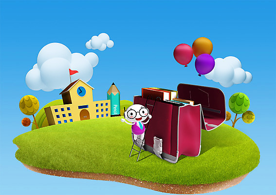 PSD 나무 식물 구름 캐릭터 건축물 교육 백그라운드 가방 일러스트 홍보캐릭터 사다리 학교 하늘 교육캐릭터 책가방 3D캐릭터 잔디 사람없음 건물 책 연필 풀 풍선 일러캐릭터 자연요소 잡화 건축 학용품 필기구 도구 파일형식