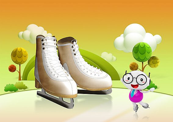 PSD 나무 식물 구름 캐릭터 교육 백그라운드 신발 일러스트 홍보캐릭터 하늘 교육캐릭터 3D캐릭터 사람없음 레포츠 스케이트 스케이팅 빙판 얼음판 일러캐릭터 자연요소 스포츠용품 레저 겨울스포츠 얼음 파일형식
