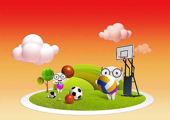 PSD 나무 식물 구름 캐릭터 교육 안경 백그라운드 일러스트 홍보캐릭터 축구공 공 하늘 교육캐릭터 농구 농구공 3D캐릭터 들기 잔디 사람없음 레포츠 운동 풀 야구공 농구대 배구공 일러캐릭터 자연요소 잡화 스포츠용품 축구용품 모션 레저 건강 구기 야구용품 배구 골대 파일형식