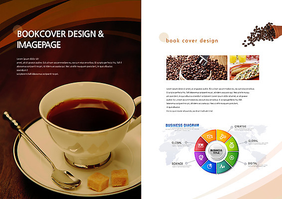 PSD 템플릿 편집 표지디자인 북디자인 출판디자인 내지 커피 음료 음식 빵 백그라운드 세계지도 지도 북커버 그래프 잔 팜플렛 사람없음 컵 식당 숟가락 카페 원두 차 커피잔 티스푼 설탕 각설탕 이미지템플릿 식기 수저 세계 상점 파일형식