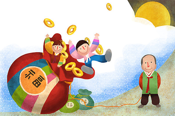 전신 PSD 구름 한국문화 한국전통 여자 명절 할아버지 노년 남자 어린이 백그라운드 돈 일러스트 가족 하늘 복주머니 서기 사람 소녀 소년 세명 추석 동전 보름달 달 주머니 엽전 용돈 국내일러스트 자연요소 동양문화 전통 기념일 관계 모션 전통소품 한국 성인 재산 파일형식