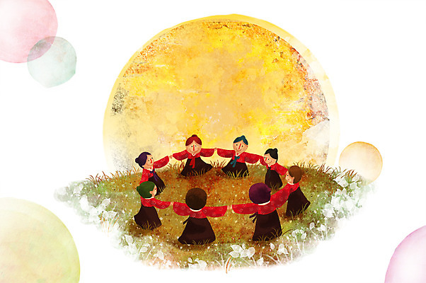 전신 PSD 식물 한국문화 한국전통 여자 명절 백그라운드 일러스트 가족 서기 사람 잔디 여러명 성인 추석 손잡기 전통놀이 보름달 달 풀 강강술래 여자만 성인여자만 성인만 국내일러스트 자연요소 동양문화 전통 기념일 다수 관계 모션 놀이 한국 파일형식