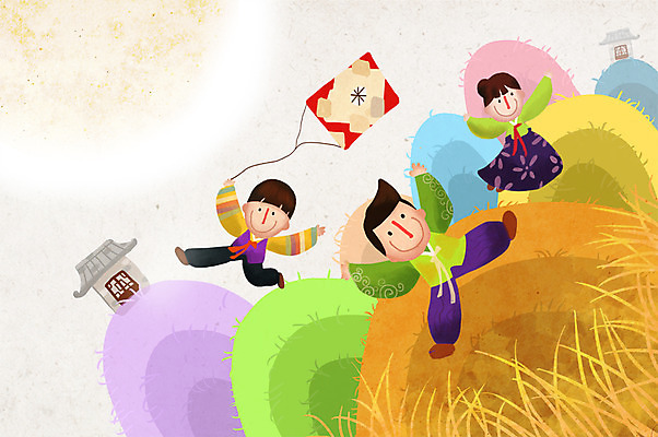 전신 PSD 식물 한국문화 한국전통 건축물 여자 명절 남자 백그라운드 일러스트 가족 산 주택 서기 들기 사람 초원 세명 추석 전통놀이 풀 전통의상 한복 연 연날리기 방패연 국내일러스트 동양문화 전통 기념일 건축 관계 모션 놀이 한국 건물 놀이용품 파일형식