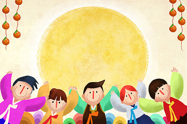 PSD 한국문화 한국전통 여자 명절 열매 남자 백그라운드 과일 일러스트 가족 감 사람 여러명 상반신 손들기 추석 보름달 달 전통의상 한복 국내일러스트 자연요소 식물 동양문화 전통 기념일 다수 관계 모션 한국 파일형식