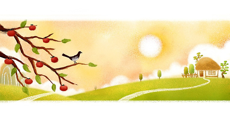 PSD 나무 식물 동물 구름 한국전통 계절 명절 열매 길 백그라운드 과일 일러스트 자연 조류 하늘 주택 초가집 감 풍경 잔디 사람없음 태양 추석 가을풍경 가을 나뭇가지 감나무 까치 초크일러스트 가을배경 국내일러스트 자연요소 전통 기념일 한옥 한국 건물 생태계 파일형식 가을_계절