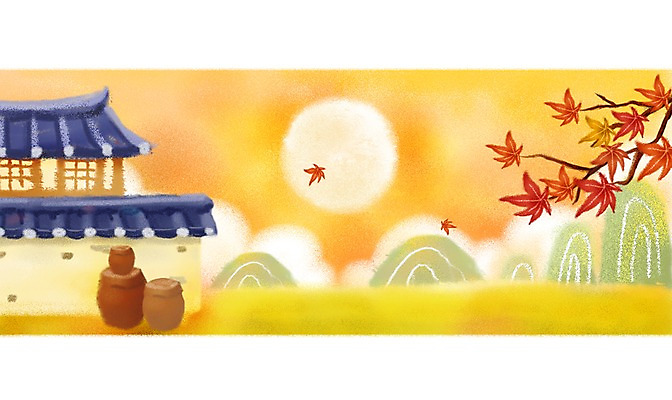 PSD 나무 식물 한국전통 건축물 계절 명절 백그라운드 단풍 일러스트 자연 단풍나무 산 기와집 풍경 사람없음 추석 가을풍경 보름달 달 가을 나뭇가지 항아리 초크일러스트 가을배경 국내일러스트 자연요소 전통 기념일 건축 잎 한옥 한국 도자기 생태계 파일형식 가을_계절