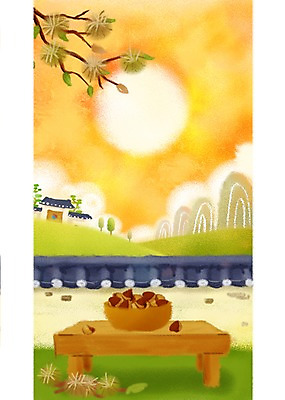 PSD 나무 식물 한국전통 건축물 계절 명절 열매 백그라운드 일러스트 자연 산 주택 풍경 사람없음 담장 바구니 추석 가을풍경 보름달 달 가을 나뭇가지 밤 밤송이 평상 초크일러스트 밤나무 가을배경 국내일러스트 자연요소 전통 기념일 건축 한국 건물 견과류 밤_견과류 생태계 파일형식 가을_계절