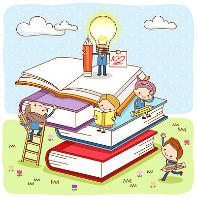 구름 학생 여학생 여자 교육 남자 꽃 남학생 일러스트 전구 사다리 아이디어 사람 여러명 책 독서 연필 풀 만점 백점 성적표 국내일러스트 AI파일 자연요소 식물 다수 컨셉 학용품 필기구 도구 점수 파일형식 벡터