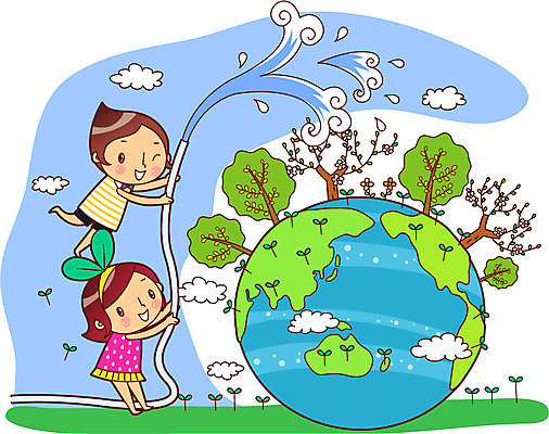 전신 나무 식물 구름 여자 남자 꽃 지구 어린이 캠페인 일러스트 미소 웃음 사람 소녀 소년 두명 물 새싹 자연보호 그린캠페인 절약 보호 물주기 원예 호스 물절약 물뿌리기 어린이만 국내일러스트 AI파일 자연요소 컨셉 모션 자연 표정 취미 파일형식 벡터