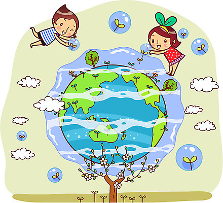전신 나무 식물 구름 여자 남자 꽃 지구 어린이 캠페인 일러스트 미소 웃음 사람 소녀 소년 두명 물 새싹 자연보호 그린캠페인 물방울 절약 보호 물절약 어린이만 국내일러스트 AI파일 자연요소 컨셉 자연 표정 파일형식 벡터