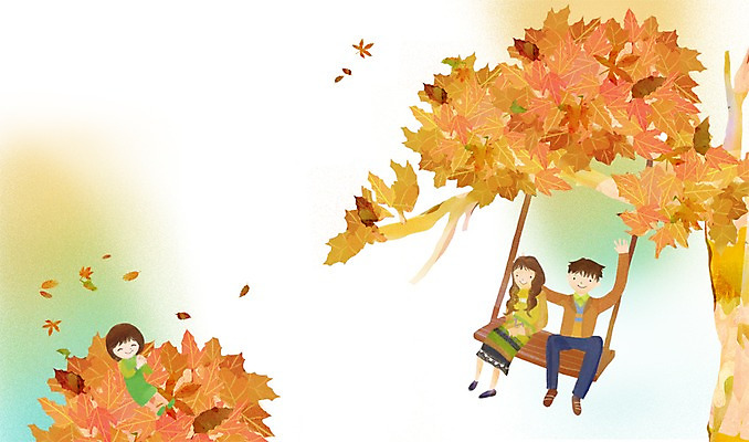 전신 PSD 나무 식물 커플 계절 여자 남자 어린이 백그라운드 단풍 일러스트 자연 단풍나무 사람 앉기 풍경 소녀 성인 세명 가을풍경 가을 그네 가을배경 국내일러스트 잎 관계 모션 생태계 파일형식 가을_계절