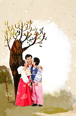 전신 PSD 나무 식물 편집 편집이미지 한국문화 한국전통 여자 명절 남자 딸 행복 전통문화 아들 어린이 가족 키스 한국 사람 동양인 세명 부모 추석 한국인 자녀 아빠 전통의상 한복 이미지편집 동양문화 전통 기념일 감정 아시아 문화 관계 인종 애정표현 파일형식