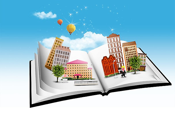 PSD 나무 구름 편집 편집이미지 종이 하늘 주택 한명 사람 풍경 빌딩 건물 책 펼침 열기구 도시 타운 이미지편집 자연요소 식물 1 건축물 항공교통 모션 파일형식