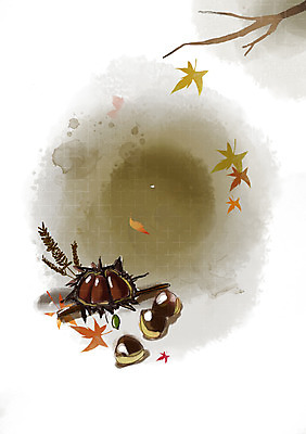 PSD 나무 식물 사계절 계절 열매 백그라운드 낙엽 일러스트 자연 나뭇잎 풍경 사람없음 견과류 가을 나뭇가지 밤 밤송이 자연백그라운드 가을배경 국내일러스트 잎 밤_견과류 생태계 파일형식 가을_계절