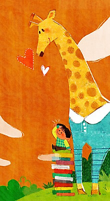 전신 PSD 식물 동물 구름 캐릭터 남자 어린이 동물캐릭터 일러스트 포유류 함께함 한명 사람 앉기 소년 잔디 책 쌓기 하트 풀 기린 즐거움 소통 천진난만 남자만 남자한명만 어린이만 소년만 소년한명만 일러캐릭터 자연요소 모양 1 감정 컨셉 모션 파일형식