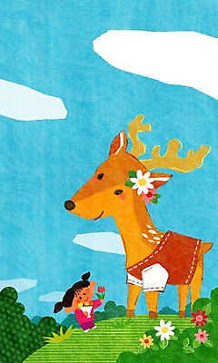 전신 PSD 나무 식물 동물 구름 캐릭터 여자 꽃 어린이 꽃다발 동물캐릭터 일러스트 포유류 사슴 함께함 한명 서기 사람 소녀 잔디 즐거움 사슴캐릭터 소통 천진난만 여자만 여자한명만 어린이만 소녀만 소녀한명만 일러캐릭터 자연요소 1 감정 컨셉 모션 파일형식