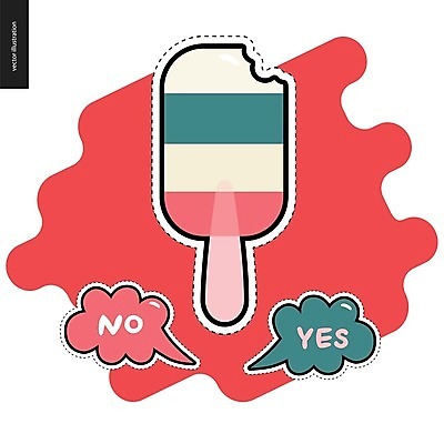 EPS 해외이미지 말풍선 스티커 일러스트 아이스크림 사람없음 빨간색 세트 해외202004 해외일러스트 컬러 디저트 파일형식 벡터 이미지허브