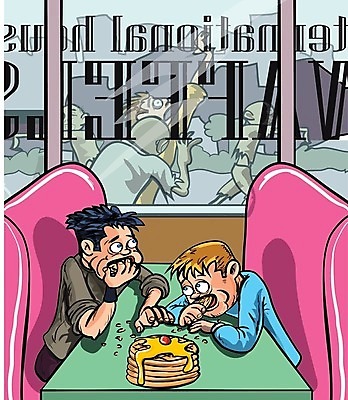 EPS 해외이미지 음식 일러스트 빨간색 상점 맛 무서움 와플 팬케이크 해로움 좀비 해외202004 해외일러스트 감정 컬러 컨셉 디저트 케이크 파일형식 벡터 이미지허브