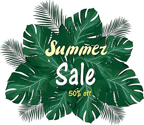 EPS 해외이미지 배너 여행 백그라운드 잎 일러스트 텍스트 휴가 프레임 사람없음 초록색 여름 파란색 라벨 세일 해외202004 해외일러스트 식물 계절 컬러 파일형식 벡터 이미지허브