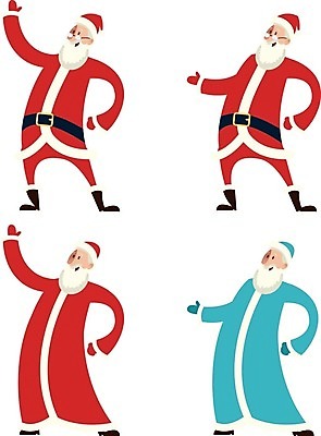 EPS 해외이미지 노년 남자 허리손 포즈 크리스마스 일러스트 여러명 빨간색 파란색 산타클로스 손들기 축하 노인남자만 해외202004 해외일러스트 기념일 컬러 다수 컨셉 모션 사람 성인 남자만 노인만 파일형식 벡터 이미지허브