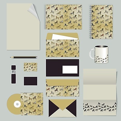 EPS 해외이미지 동물 디자인 컨셉 패턴 일러스트 비즈니스 명함 봉투 편지봉투 사람없음 세트 공책 머그컵 레이아웃 문서 엘리먼트 테마 스타일 레터헤드 해외202004 해외일러스트 무늬 문구용품 컵 편지 파일형식 벡터 이미지허브