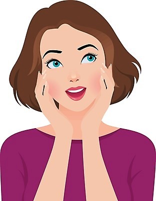 EPS 해외이미지 백인 손 응시 행복 얼굴 백그라운드 일러스트 비즈니스 미소 우주 흰색 질문 호기심 긍정 배려 해외202004 해외일러스트 서양인 시선 감정 컬러 컨셉 표정 신체부위 파일형식 벡터 이미지허브