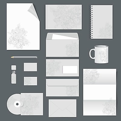 EPS 해외이미지 디자인 컨셉 꽃무늬 패턴 일러스트 비즈니스 명함 봉투 편지봉투 사람없음 세트 공책 회색 머그컵 레이아웃 문서 엘리먼트 테마 스타일 레터헤드 해외202004 해외일러스트 꽃 컬러 무늬 문구용품 컵 편지 파일형식 벡터 이미지허브