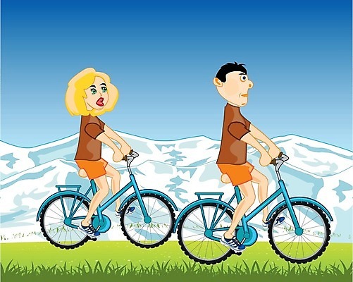 EPS 해외이미지 직업 꽃 스포츠 일러스트 자연 휴식 산 사람 풍경 여름 자전거 승차 핸들 허브 해외202004 해외일러스트 식물 계절 컨셉 모션 바이크 생태계 파일형식 벡터 이미지허브