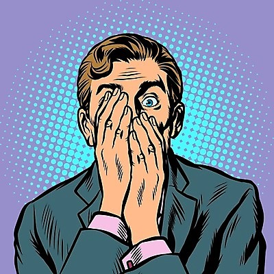 EPS 해외이미지 남자 일러스트 한명 정장 상반신 성인 놀람 비즈니스맨 복고 팝아트 충격 카툰스타일 당황 얼굴가리기 성인남자한명만 해외202004 하프톤 해외일러스트 1 옷 감정 컬러 비즈니스 표정 사람 가림 직장인 그림 남자한명만 성인남자만 파일형식 벡터 이미지허브