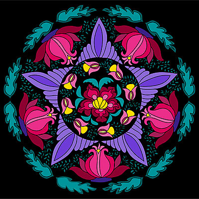 EPS 해외이미지 모양 디자인 꽃 별 백그라운드 꽃무늬 패턴 일러스트 벽지 추상 미술 그래픽 장식 빨간색 파란색 컬러풀 검은색 나뭇가지 원형 그리기 질감 대칭 해외202004 해외일러스트 자연요소 도형 나무 식물 컬러 무늬 모션 문화예술 파일형식 벡터 이미지허브