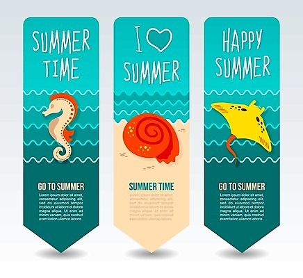 EPS 해외이미지 배너 세로배너 파도 일러스트 조개 해변 사람없음 하트 가오리 해마 배너세트 해외202004 해외일러스트 모양 바다 어패류 어류 세로 세트 바다동물 파일형식 벡터 이미지허브