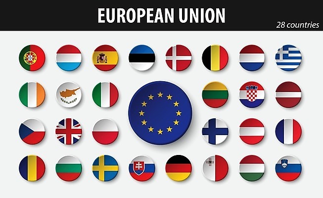 EPS 해외이미지 유럽 일러스트 독일 덴마크 스웨덴 사람없음 세트 세계 3D 이탈리아 프랑스 깃발 원형 스페인 포르투갈 네덜란드 슬로바키아 슬로베니아 에스토니아 왕국 유럽연합 해외202004 해외일러스트 도형 나라 북유럽 디지털합성 파일형식 벡터 이미지허브