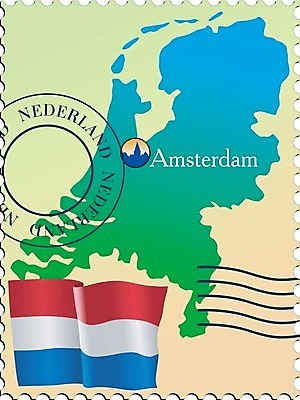 EPS 해외이미지 디자인 배너 종이 지도 인터넷 일러스트 추상 미술 깃발 메시지 편지 네덜란드 우표 암스테르담 해외202004 해외일러스트 유럽 무늬 문화예술 파일형식 벡터 이미지허브