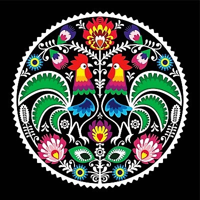 EPS 해외이미지 전통 꽃 패턴 일러스트 사람없음 컬러풀 화려 폴란드 해외202004 해외일러스트 식물 유럽 컬러 컨셉 무늬 파일형식 벡터 이미지허브