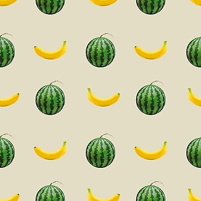 EPS 해외이미지 백그라운드 패턴 일러스트 수박 바나나 사람없음 초록색 노란색 해외202004 해외일러스트 컬러 무늬 과일 파일형식 벡터 이미지허브
