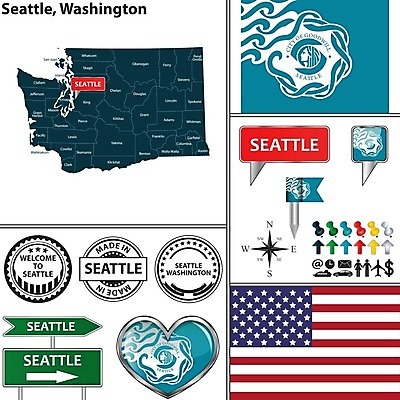 EPS 해외이미지 모양 지도 일러스트 달러 미국 경계선 깃발 지역 시애틀 워싱턴 지도책 해외202004 해외일러스트 선 돈 북아메리카 책 경계 파일형식 벡터 이미지허브