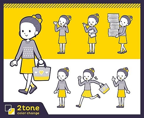 EPS 해외이미지 전신 여자 어린이 가방 서기 여러명 세트 달리기 노란색 걷기 바쁨 통화 서류뭉치 소녀만 해외202004 잡화 컬러 다수 모션 사람 문서 여자만 어린이만 파일형식 벡터 이미지허브