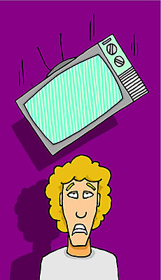 EPS 해외이미지 남자 일러스트 텔레비전 올려보기 유머 좌절 떨어짐 무서움 만화 고민 방송 문제 역경 정보매체 해외202004 해외일러스트 감정 컨셉 모션 사람 전자제품 파일형식 벡터 이미지허브