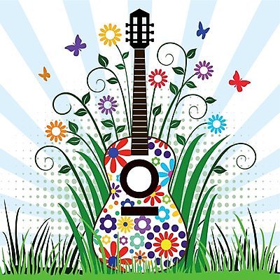 EPS 해외이미지 식물 꽃 음악 나비 백그라운드 꽃무늬 일러스트 자연 놀이 추상 컬러풀 소용돌이 기구 기타 심볼 해외202004 해외일러스트 컬러 곤충 무늬 현악기 문화예술 회오리 생태계 파일형식 벡터 이미지허브