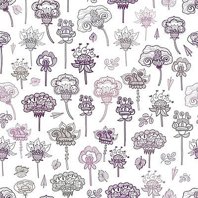 EPS 해외이미지 디자인 꽃 백그라운드 잎 꽃무늬 패턴 일러스트 추상 사람없음 그래픽 보라색 흰색 해외202004 해외일러스트 식물 컬러 무늬 파일형식 벡터 이미지허브