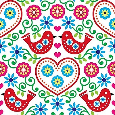 EPS 해외이미지 전통 꽃 패턴 일러스트 사람없음 컬러풀 화려 폴란드 해외202004 해외일러스트 식물 유럽 컬러 컨셉 무늬 파일형식 벡터 이미지허브