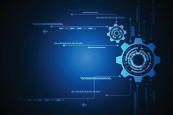 EPS 해외이미지 디자인 컨셉 일러스트 추상 미래 사람없음 그래픽 파란색 디지털 톱니바퀴 해외202004 해외일러스트 컬러 무늬 파일형식 벡터 이미지허브