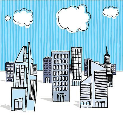 EPS 해외이미지 일러스트 하늘 파란색 사무실 고층빌딩 도시 만화 스카이라인 해외202004 해외일러스트 컬러 비즈니스 빌딩 파일형식 벡터 이미지허브