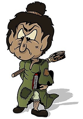 EPS 해외이미지 클립아트 캐릭터 일러스트 동화 책 마법사 만화 빗자루 마녀 마법 나쁜 해외202004 해외일러스트 일러캐릭터 청소도구 파일형식 벡터 이미지허브