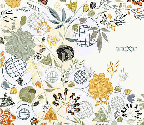 EPS 해외이미지 식물 꽃 백그라운드 잎 꽃무늬 곡선 일러스트 프레임 사람없음 해외202004 해외일러스트 선 무늬 파일형식 벡터 이미지허브