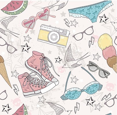 EPS 해외이미지 클립아트 옷 수영복 별 안경 어린이 바다 백그라운드 운동화 신발 패턴 일러스트 벽지 추상 휴가 아이스크림 10대 비키니 컬러풀 선글라스 유행 카메라 얼룩 달콤 낙서 만화 스케치 그림 그런지 힙스터 해외202004 해외일러스트 자연요소 잡화 패션 컬러 무늬 청소년 디저트 미술 사람 전자제품 맛 파일형식 벡터 이미지허브